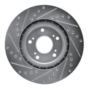 Acura NSX Brake Rotor (1) - Rear Right - R1 Concepts - Drilled & Slotted - Silver - `97-`05